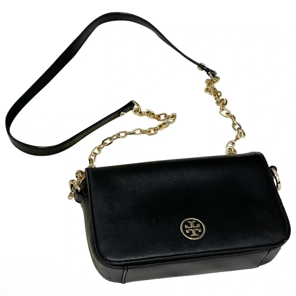 Tory Burch EUC saffiano crossbody deep navy / black
